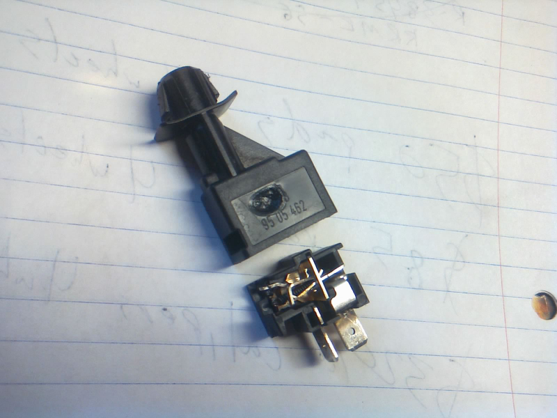 Switch guts (except for the main plunger) pulled out of the switch housing
